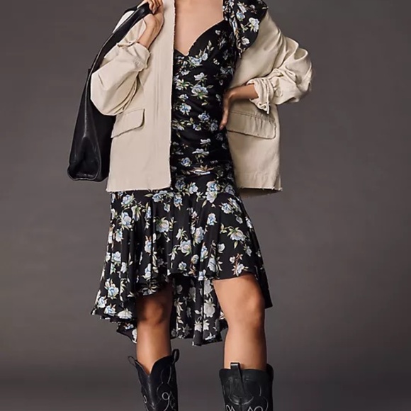 NWT Anthropologie Sweetheart Ruched Drop Waist Floral Dress Size XS - Picture 8 of 11